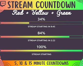 Stream Countdown Timer | Red Yellow Green Gradient Twitch Streamer Starting Countdown