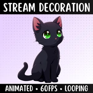 Animierte schwarze Katze | Grün Augen Kätzchen Deko | Luftschlangen-Pet