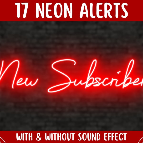 Animated Neon Sign Alerts for Twitch & Streamers | LED Red fluorescent alerts | Glowing with animation for Twitch OBS SLOBS Streamlabs