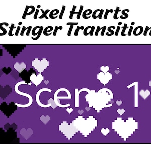 Black and White Pixel Heart Stinger Transition | B&W Twitch Streamer Scene OBS Transition Streamlabs SLOBS transition