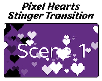 Black & White Pixel Heart Stream Transition | Animated Stinger