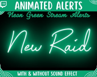 ANIMATED Alerts with Sound | Emerald Green Neon Twitch Stream