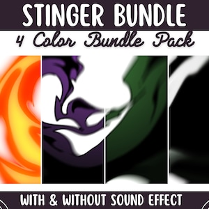 Feuerstachel-Übergangs-Bundle-Set | Animierter Twitch Streamer Stinger | Lila, Grün, Orange und Schwarz&Weiß | für OBS Streamlabs SLOBS