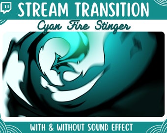 Cyan Turquoise Fire Stinger Transition | Animated Twitch Streamer Stinger for OBS Streamlabs SLOBS