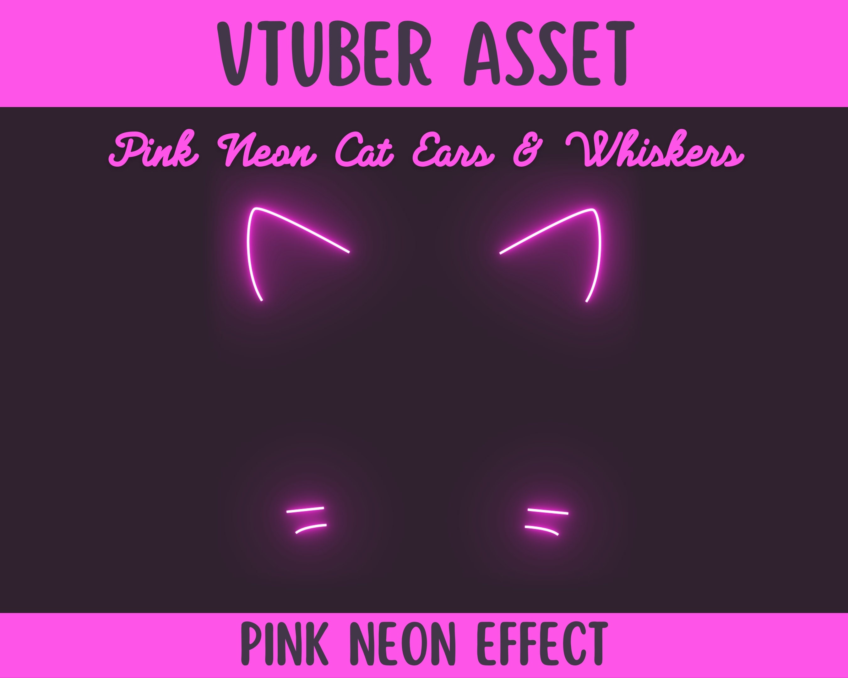 Pink Neon Cat Ears & Whiskers | Vtuber Asset | Stream Prop - Etsy