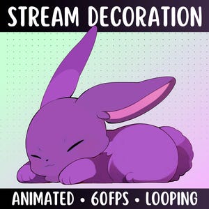 Animated Sleeping Bunny | Sleepy Purple Rabbit Stream Decoration | Streamer Pet