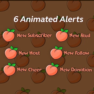 Cute Animated Alerts for Twitch Stream | Kawaii Peach Themed Alerts