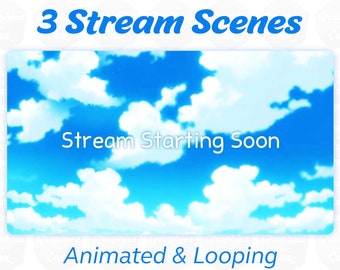 Anime Sky Cloud Scenes | Animated Looping Screens for Streamers & Twitch