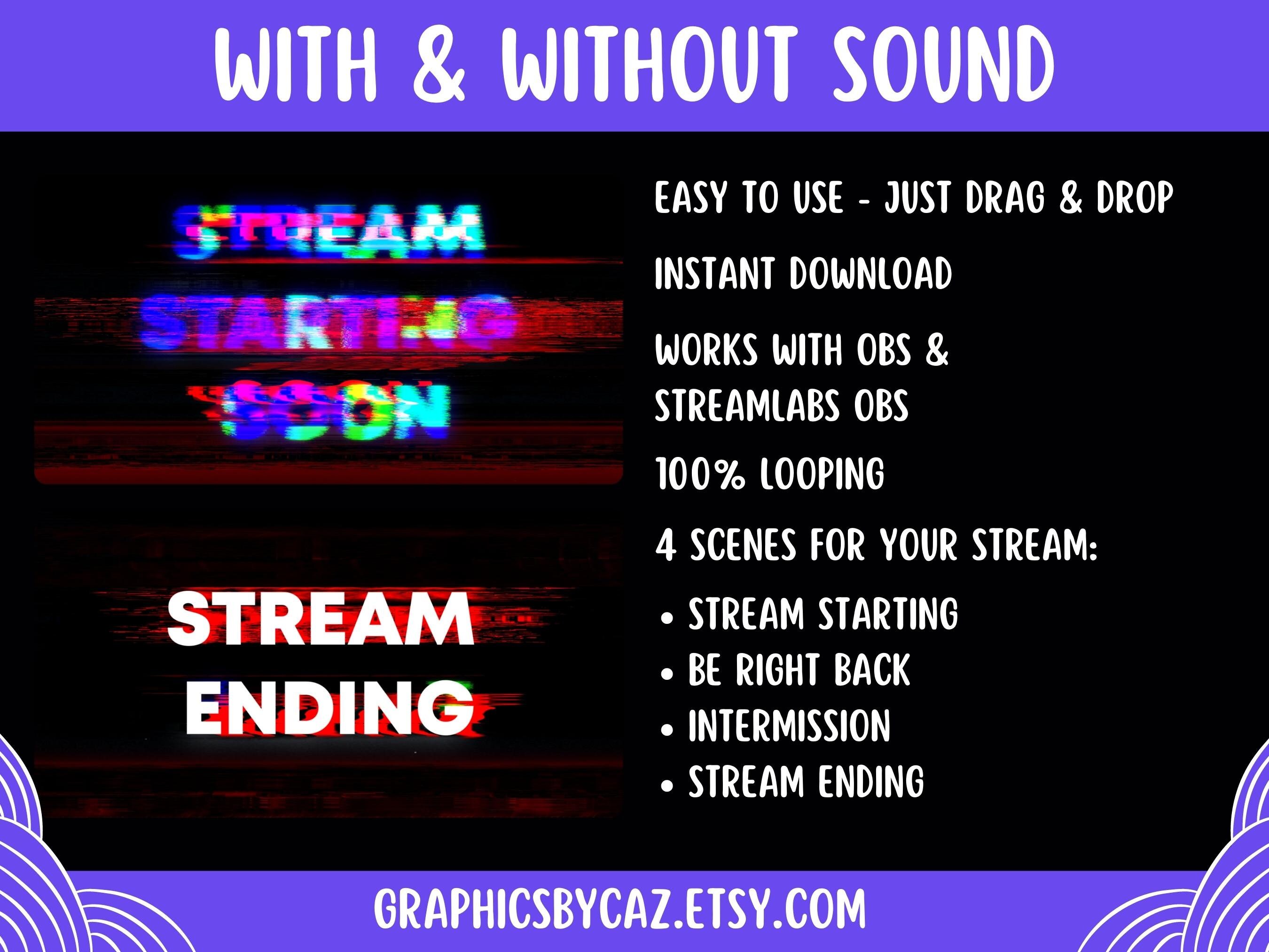 Animated Glitch Twitch Screens: Looping Stream Scenes (digital Download ...