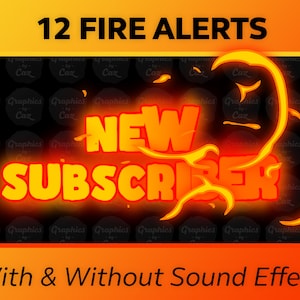 ANIMATED Twitch Alerts with Sound Effect | Fiery Flame Twitch Streamer Pop Up Notifications