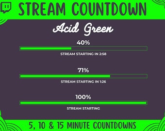 Stream Countdown Timer | Acid Green Twitch Streamer Starting Countdown