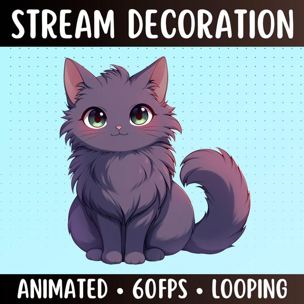 Animated Grey Persian Cat: Stream Decoration