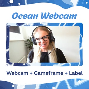 Ocean Waves Webcam Overlay Borders - Facecam, Gameframe & Stream Label for Twitch and SLOBS / OBS