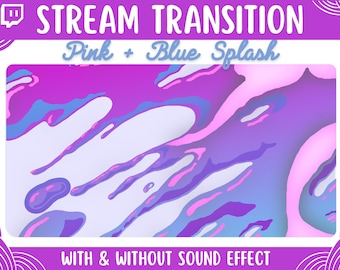 Animated Splash Transition | Blue & Pink Splash Twitch Streamer Stinger for OBS Streamlabs SLOBS