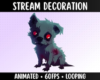 Animated Zombie Puppy Stream Decoration: Gothic Horror Pet