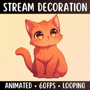 Geanimeerde oranje kat | Leuke Ginger Kitty Stream-decoratie | Streamer-huisdier