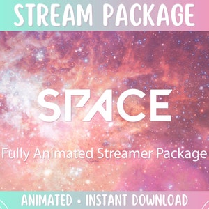 Animated Twitch Pack | Pink Cosmic Stream Overlay Package | Sci Fi Overlays, Scenes, Panels, Alerts, Labels, Webcam | Vtuber | OBS