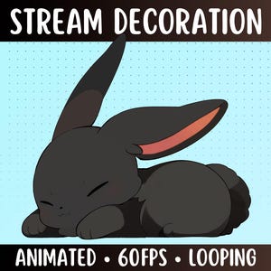 Animated Sleeping Bunny | Sleepy Black Rabbit Stream Decoration | Streamer Pet
