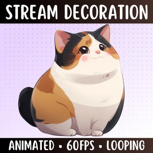 Animated Fat Cat | Chubby Calico Cat Stream Decoration | Streamer Pet