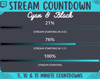 Cuenta regresiva de transmisión / Temporizador de Twitch cian Contador de inicio de transmisión