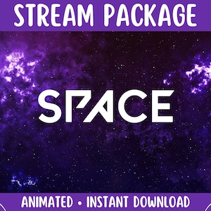 Animated Twitch Pack | Space Cosmic Stream Overlay Package | Sci Fi Overlays, Scenes, Panels, Alerts, Labels, Webcam | Purple | Vtuber | OBS