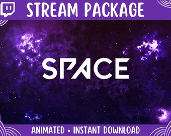 Animated Space Twitch Overlay Package | Cosmic Purple Stream (Digital Download)
