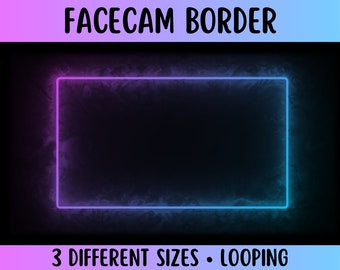 Pink & Blue Overlay Border | Neon Facecam Frames for Twitch and SLOBS / OBS