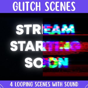 Telas de Twitch com falhas animadas | Cenas com falhas em loop para streamers, início, já volto, fim de transmissão, intervalo
