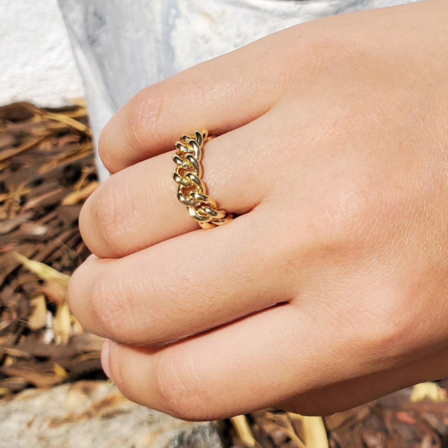 Gold chain ring / gold ring / gold chain ring / 24k gold Etsy