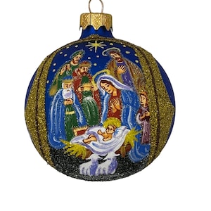 New Year&#39;s glass ball with hand-painted .Made in Ukraine