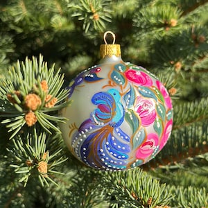 New Year&#39;s glass ball with hand-painted .Made in Ukraine