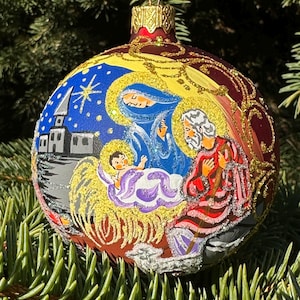 New Year&#39;s glass ball with hand-painted .Made in Ukraine