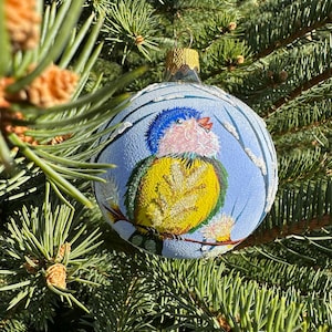 New Year&#39;s glass ball with hand-painted .Made in Ukraine
