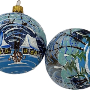 New Year&#39;s glass ball with hand-painted .Made in Ukraine