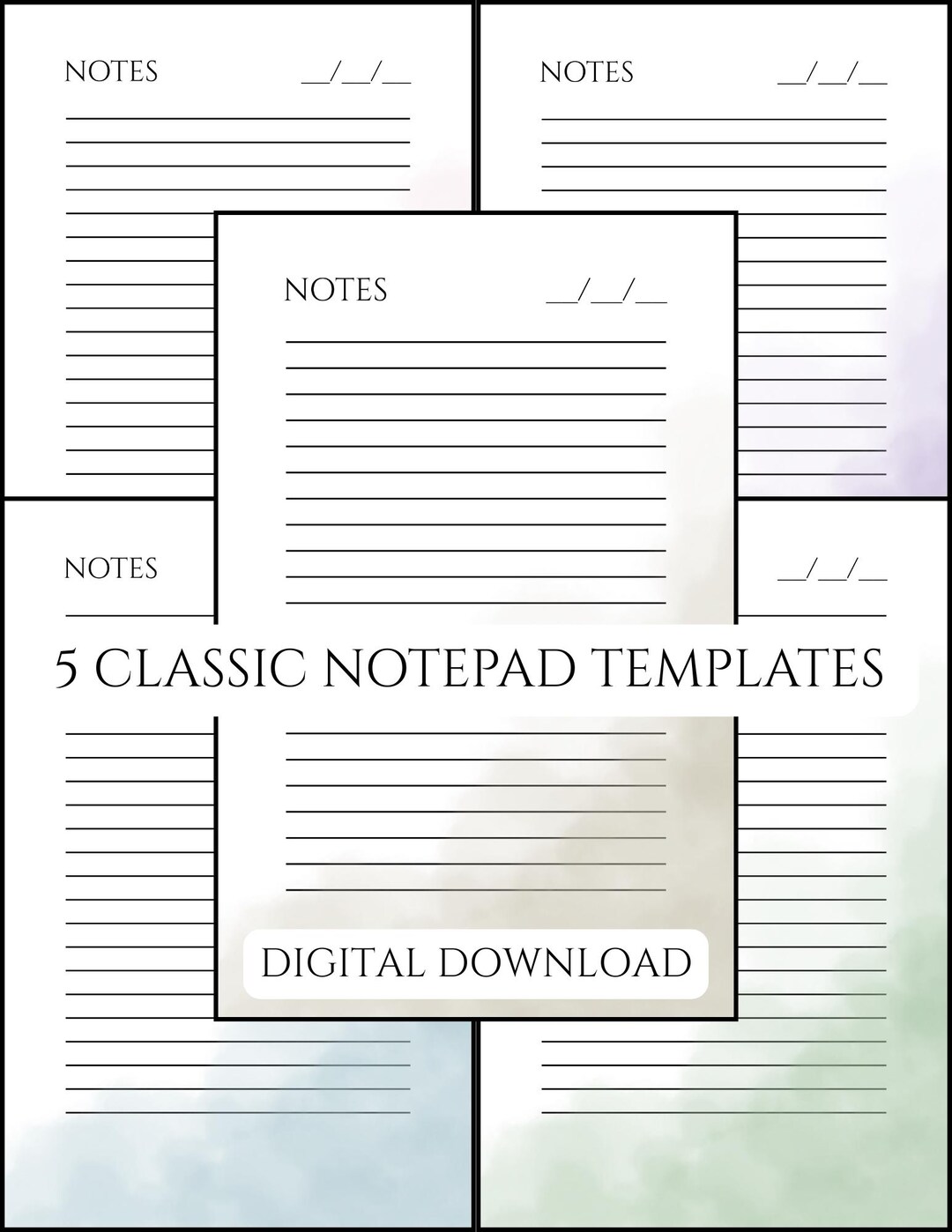 5 Classic Handmade Notepad Templates | Digital Download - Etsy