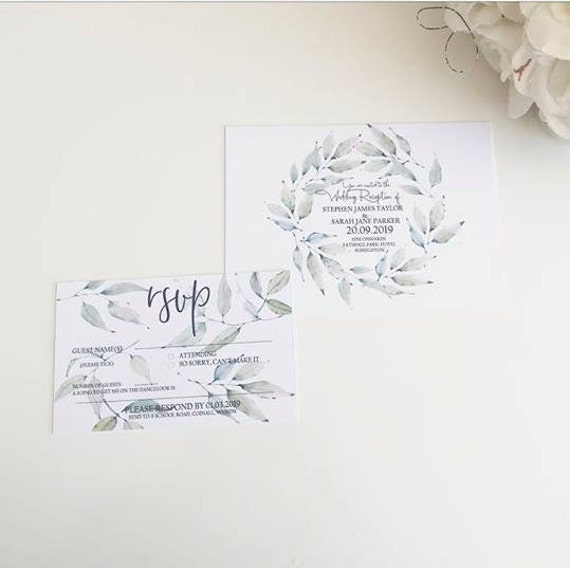 Watercolour Autumn Leaf Evening Wedding Reception Invitation Etsy