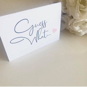 Guess what card - Surprise announcement Card, surprise trip, surprise gift, big news, pregnancy reveal, birthday surprise. PDF and Printed