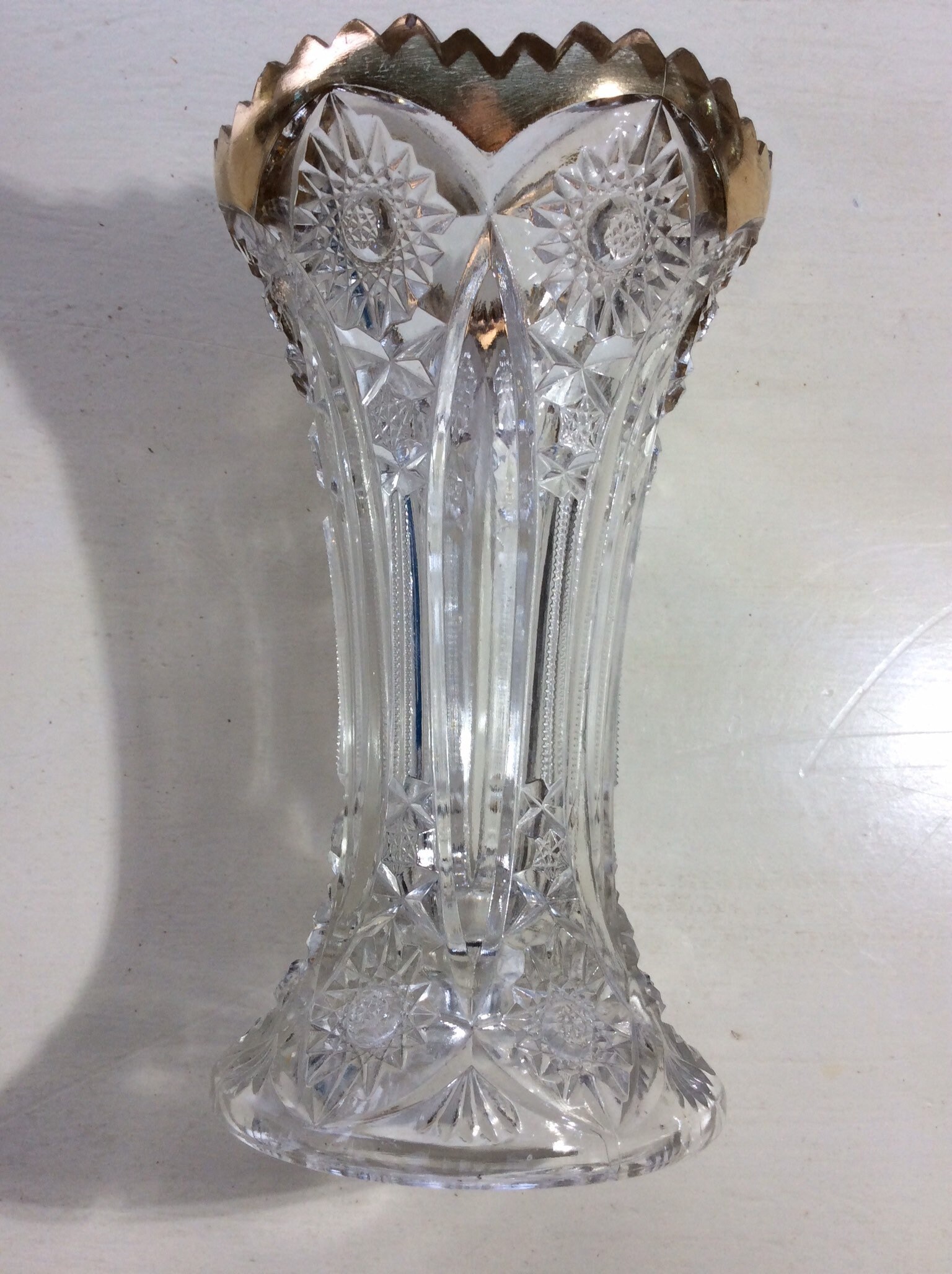 Vintage Glass Vase With Gold Trim Etsy