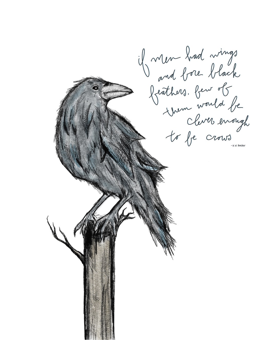 Crow Drawing and Quote - Birds - Instand Download - Etsy Canada