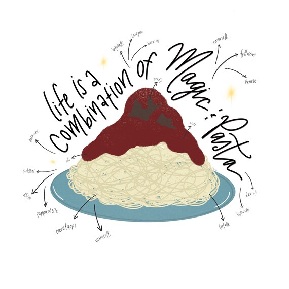 Pasta Quote And Illustration Spaghetti And Meatballs Etsy