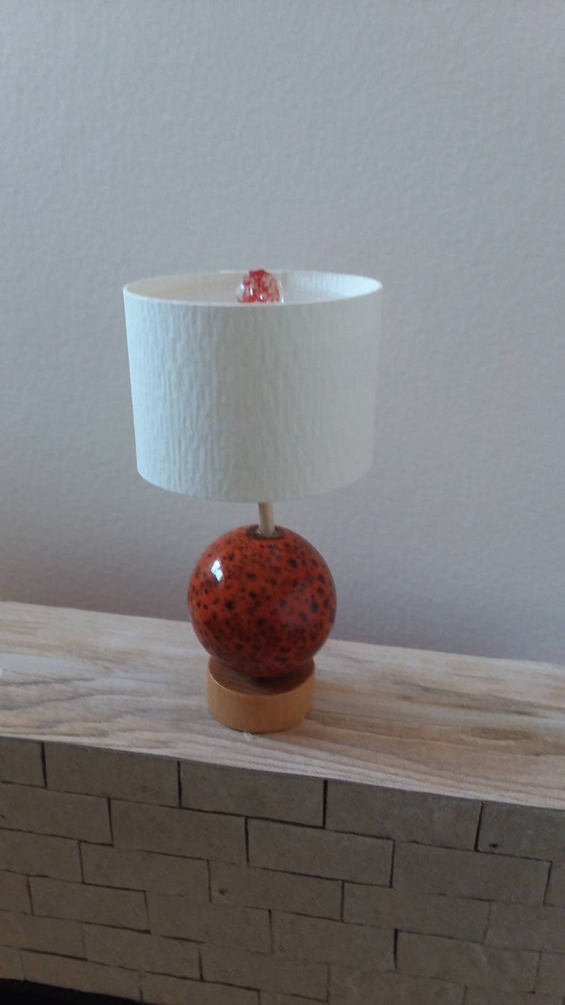 Miniature Dollhouse Lamp w/ cream textured lamp shade natural Etsy