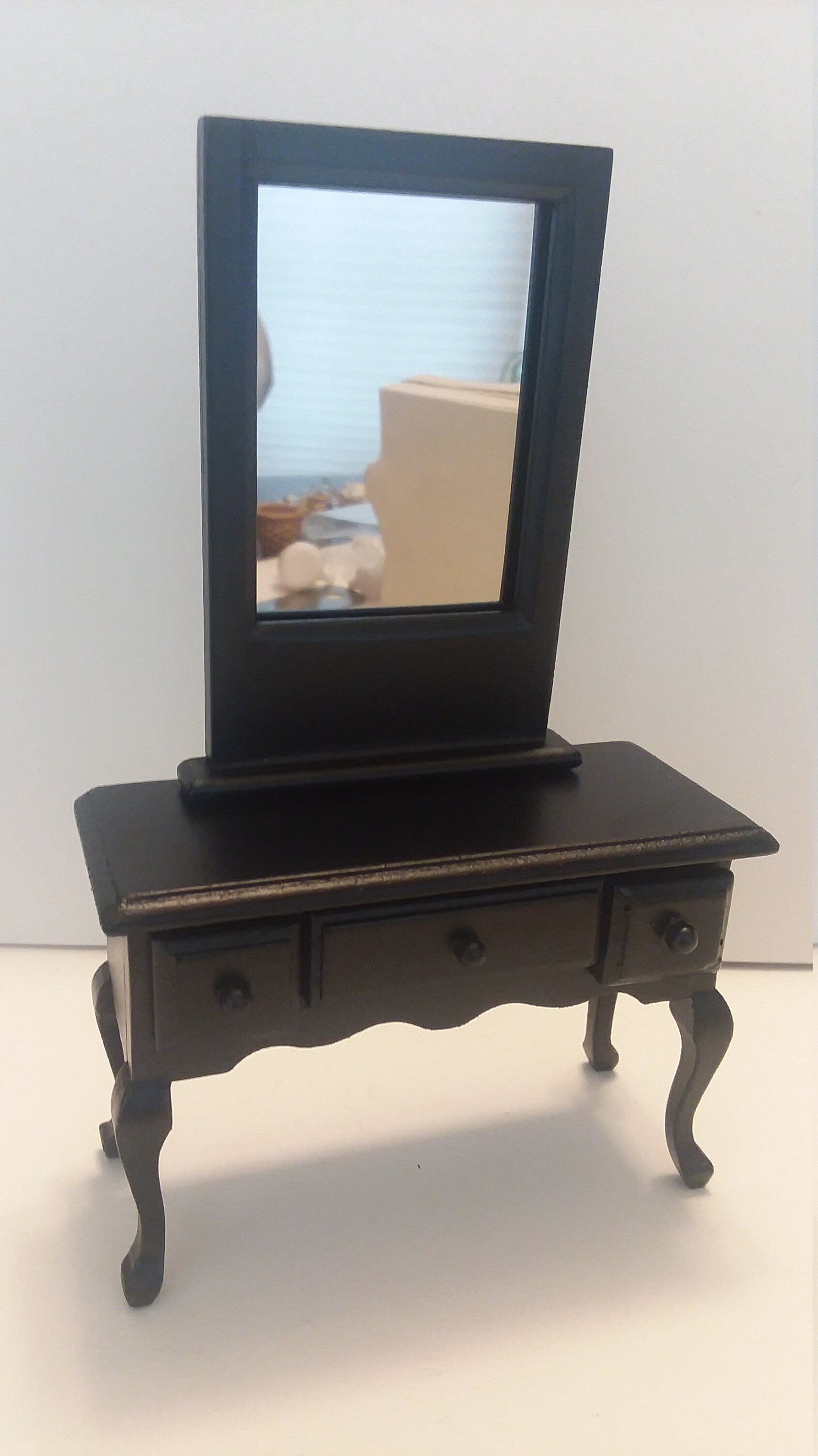 NEW Vanity desk black 3 drawer Hand Painted Wood Etsy