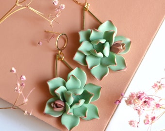 Succulent Earrings for women | Clay Plant Earrings | Succulent gift | Gift for plant lovers