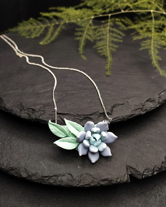 Delicate pastel succulent necklace Succulent gift idea | Etsy