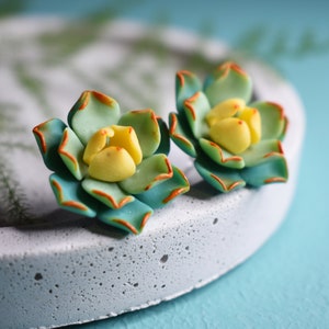 Blue Succulent Stud Earrings for women | Mini Succulent Gift | Gift For Planter | Plant Jewelry| Nature inspired