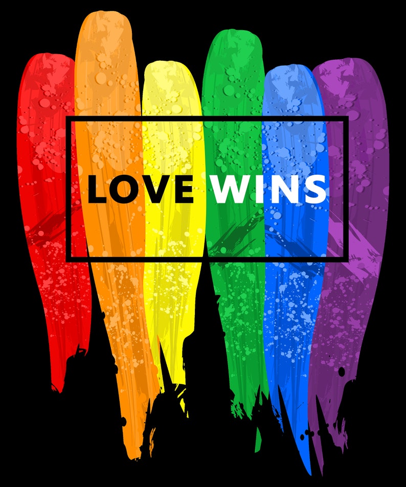 Download Watercolor LGBT Love Wins Rainbow Paint Typographic SVG ...