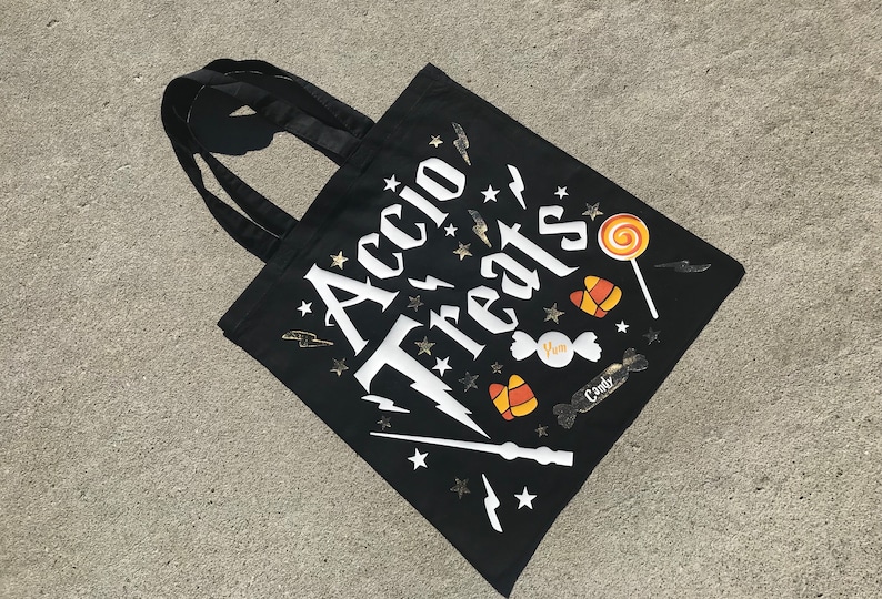 Trick or Treating Bag Tote Halloween Accio Treats Purse Bag Wizzard