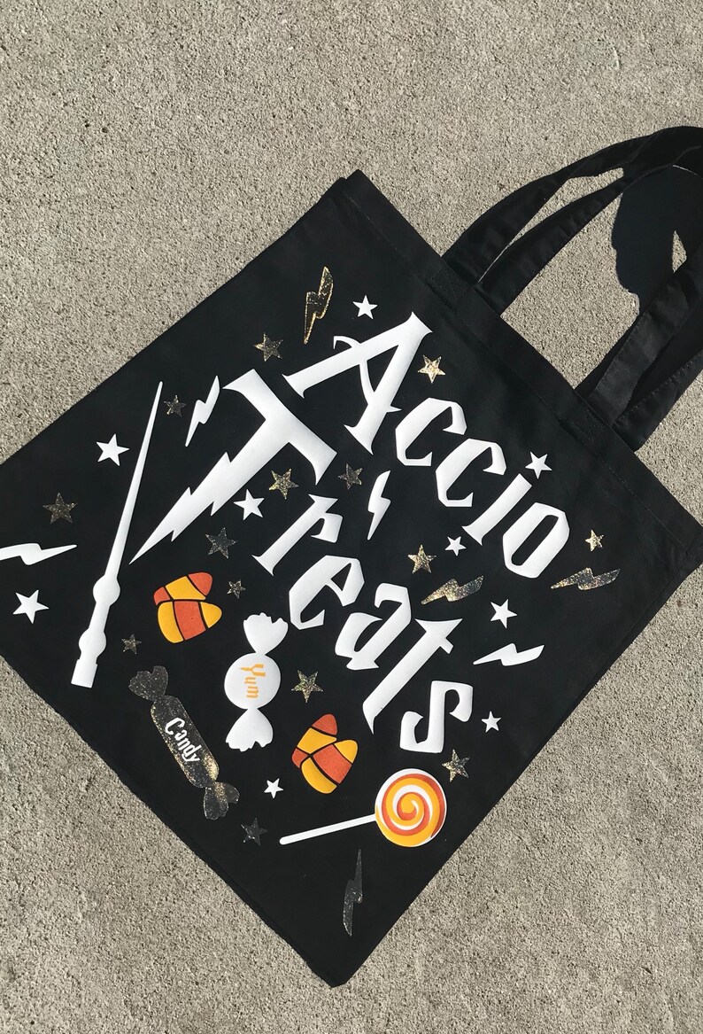 Trick or Treating Bag Tote Halloween Accio Treats Purse Bag Wizzard