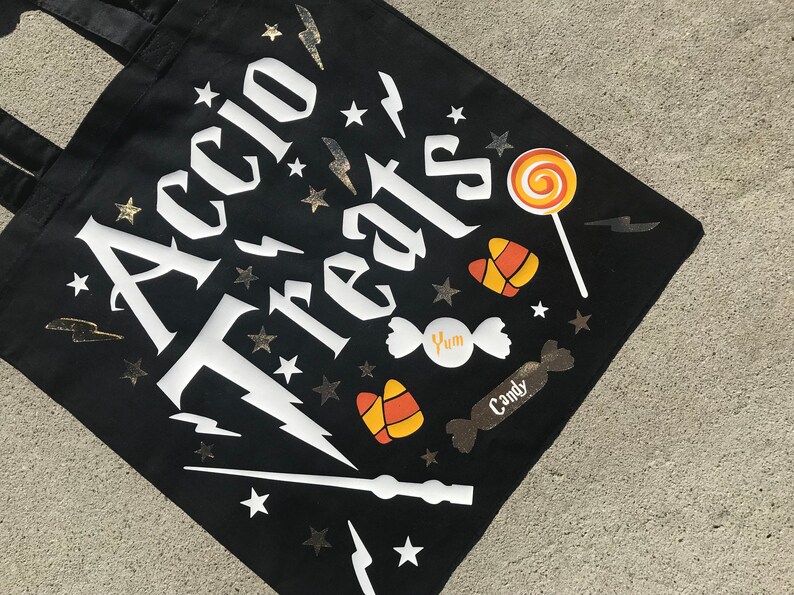 Trick or Treating Bag Tote Halloween Accio Treats Purse Bag Wizzard