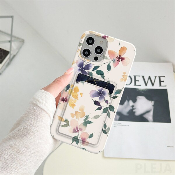 Flower card pocket case iPhone 12 Pro Max iPhone 11 Pro iPhone 12 Mini iPhone 8 iPhone xr iPhone XS Max iPhone 7 s iPhone SE 2020 flic25